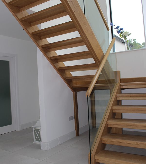 oak stairs with glass balustrade open tread