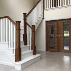 This walnut and painted stairs creates a stunning visual impression when you enter this home. All our stairs are custom designed to meet your specific project requirements. Our range includes traditional, contemporary, and modern stairs.